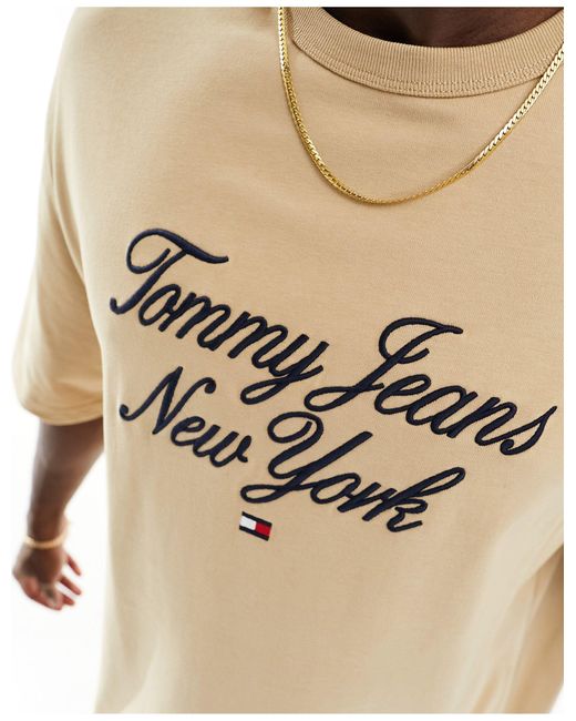 Tommy Hilfiger Natural New York Script Logo T-shirt for men