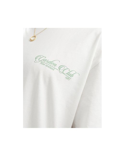 ASOS White Boyfriend Fit T-shirt With Garden Club Back Graphic