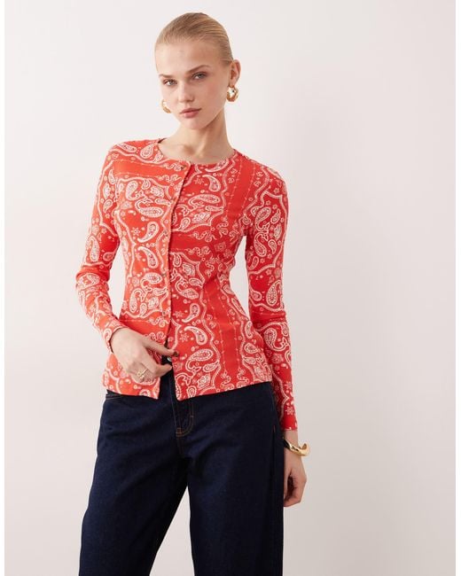 Never Fully Dressed Red Button Up Long Sleeve Top