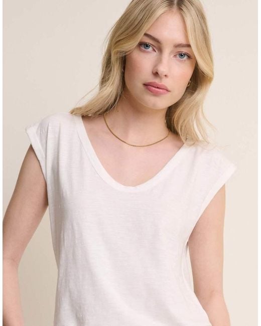 Nobody's Child Natural Turn Up Sleeve Jersey Top