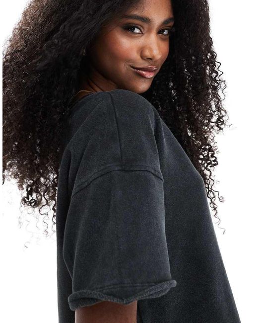 ASOS Recht T-Shirt Van Loopback Badstof Met Onafgewerkte Naden in het Black
