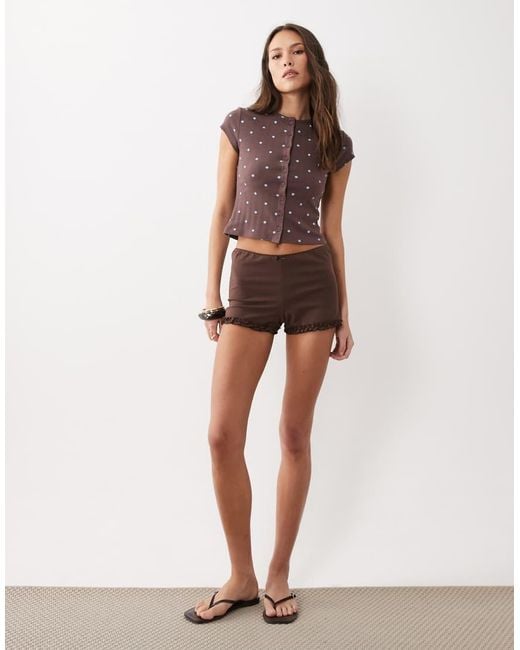 Miss Selfridge Brown Button Through Top
