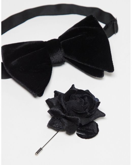 ASOS Black Velvet Bow Tie for men