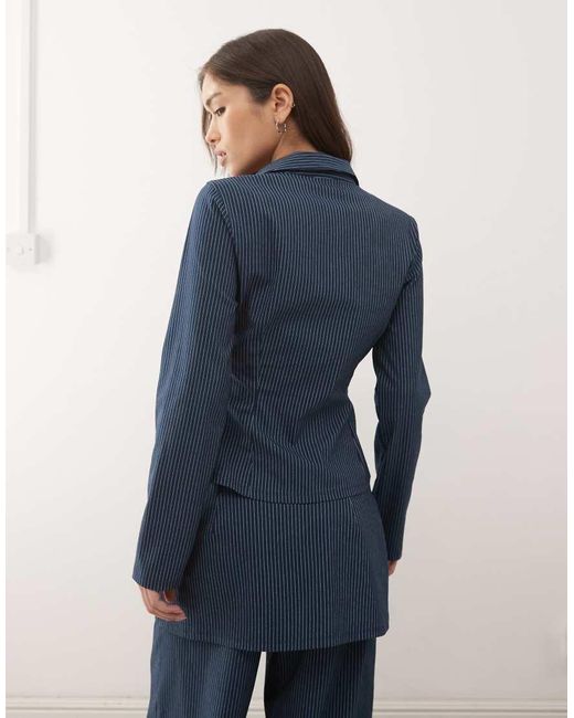 Reclaimed Vintage Blue Tie Up Shirt With Bow Details