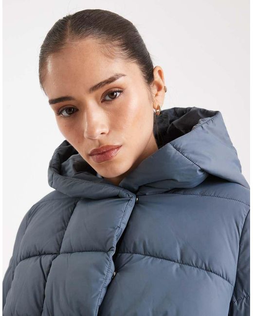 Vero Moda Blue Short Puffer Coat With Hidden Zip Detail