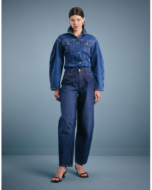 Miss Selfridge Blue Barrel Leg Jeans