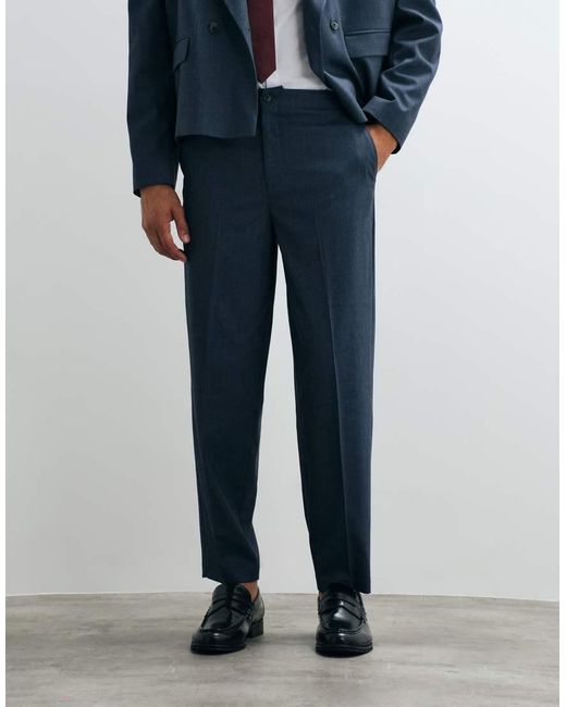 ASOS Blue Oversized Tapered Suit Trousers for men