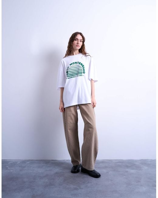 TOPSHOP White Graphic Porto Oversized Tee