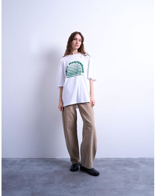 T-shirt oversize à imprimé porto TOPSHOP en coloris White