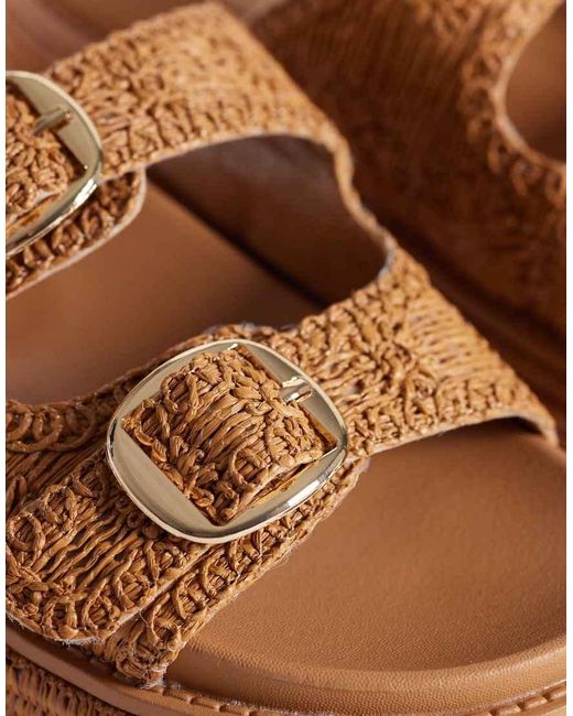 South Beach Brown Double Buckle Platform Sandals