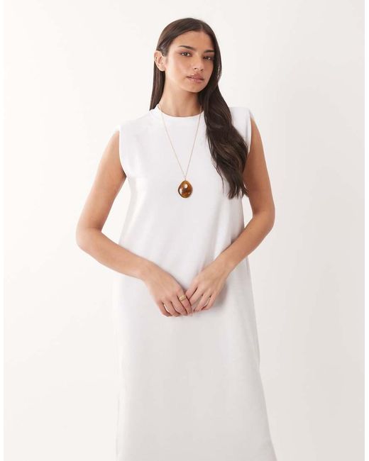 ASOS White Shoulder Pad T Shirt Tank Dress