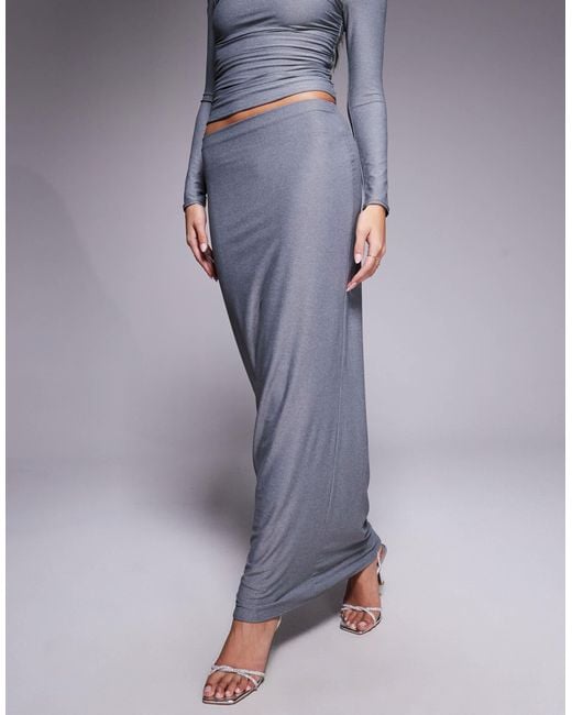 Kaiia Blue Exclusive Premium Cotton Touch Slinky Maxi Skirt