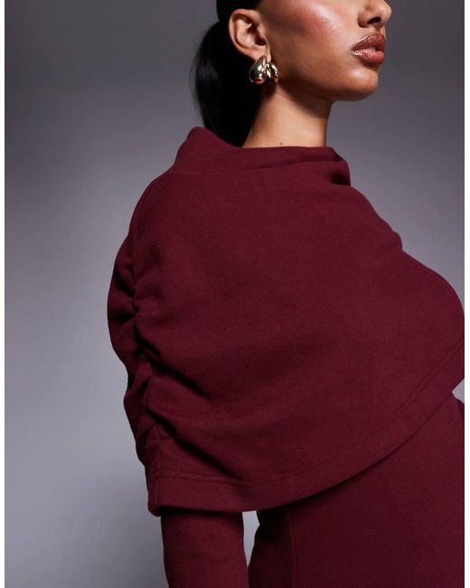ASOS Red Supersoft Grown On Ruched Cape Mini Dress