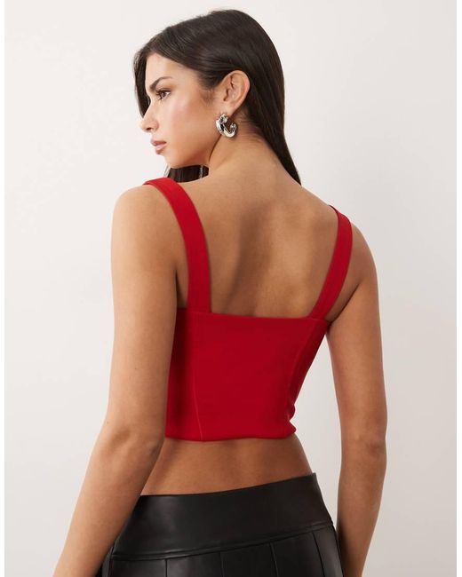 I.AM.GIA Red Bri Ruched Frill Edge Balconette Cup Corset Top