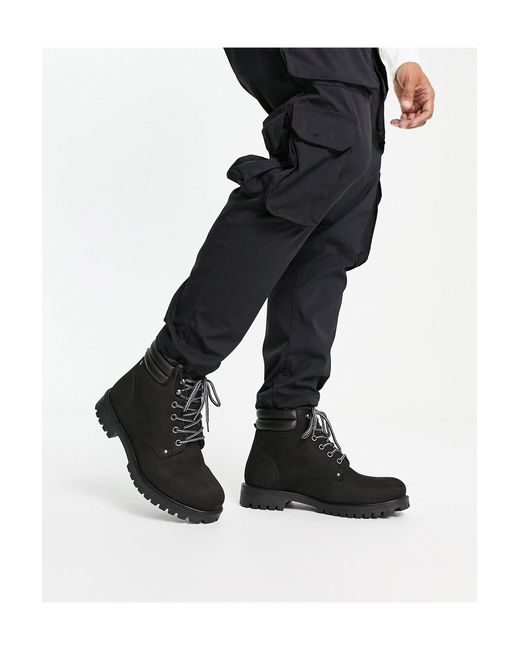 Jack & Jones Lace Up Trucker Boots in Black for Men Lyst