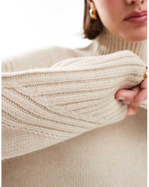 Maglione Oversize Color Crema A Collo Alto di New Look in Natural