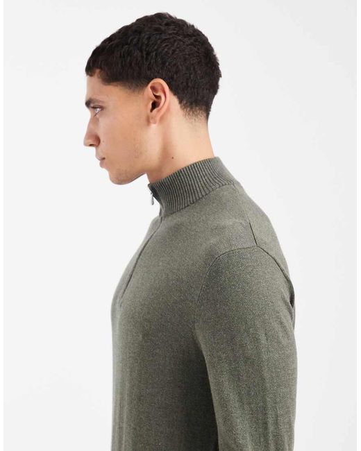Only & Sons Gray Quarter Zip Knitted Jumper for men