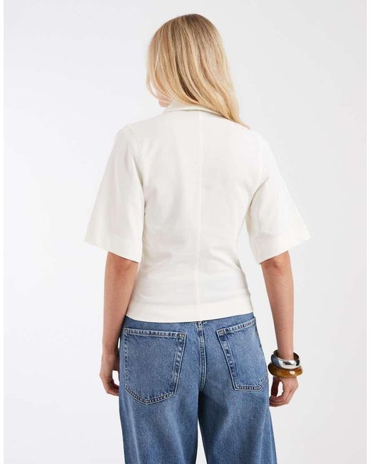 & Other Stories White Zip Up Polo Top
