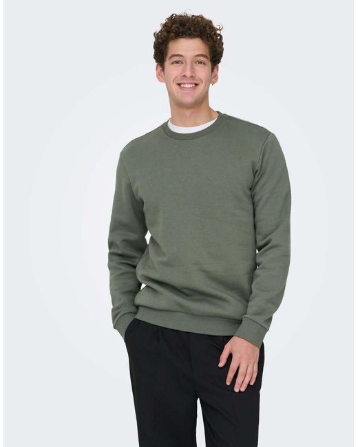 Only & Sons Sweatshirt in het Green voor heren