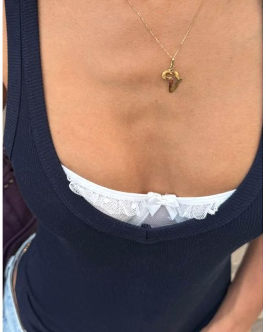 Bershka Blue Basic Rib Vest Top