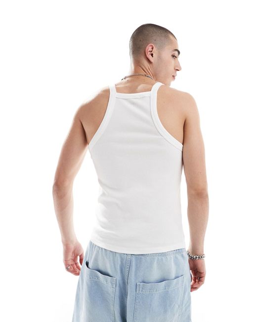 ASOS White Muscle Fit Vest With Square Neck for men