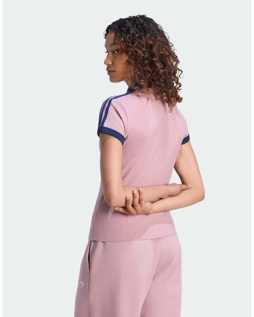 Adidas Originals Pink 3-Stripes Polo