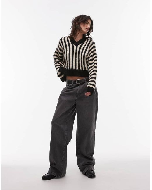 TOPSHOP Multicolor Wool Blend Jumper With Dolman Sleeve
