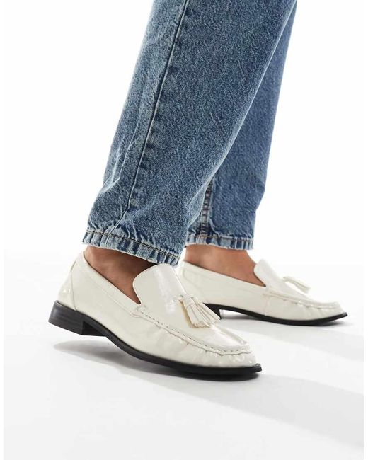 London Rebel Blue Sadie Ruched Detailing Tassel Loafers