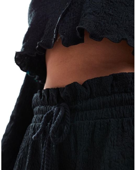 ASOS Black Asos Design Curve Co-ord Textured Flippy Shorts
