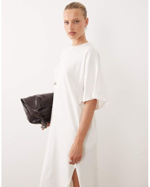 ASOS White Batwing T-shirt Midi Dress