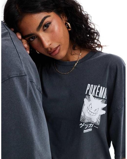 ASOS Blue Unisex Oversized Pokemon License Tee With Gengar Graphic Prints