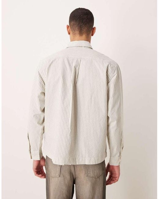 SELECTED Natural Oversized Boxy Stripe Shirt for men