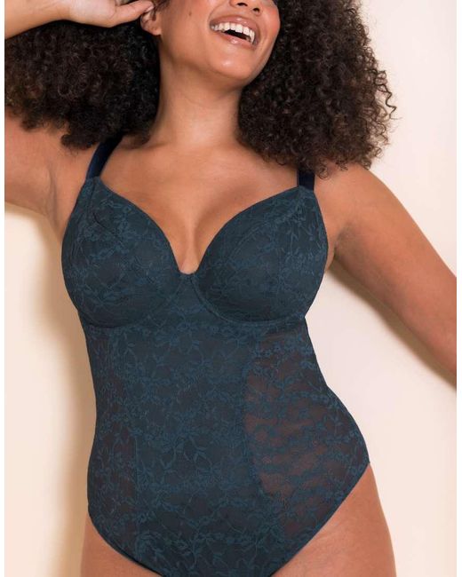 Curvy Kate Blue All Night Lace Plunge Body Fuller Bust