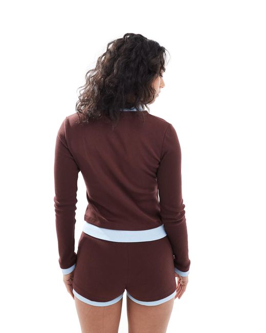 ASOS Red Double Layer Button Through Cardigan Co Ord With Contrast