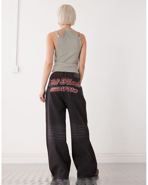 Ed Hardy Blue Womens Applique baggy Jeans