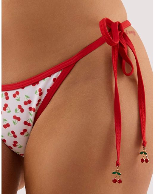 Peek & Beau Orange Cherry And Tie Side Bikini Brief