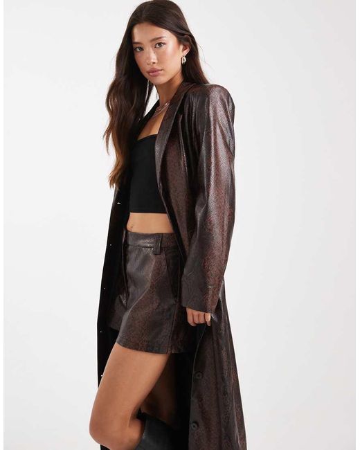 ASOS Black Tailored Longline Faux Leather Blazer