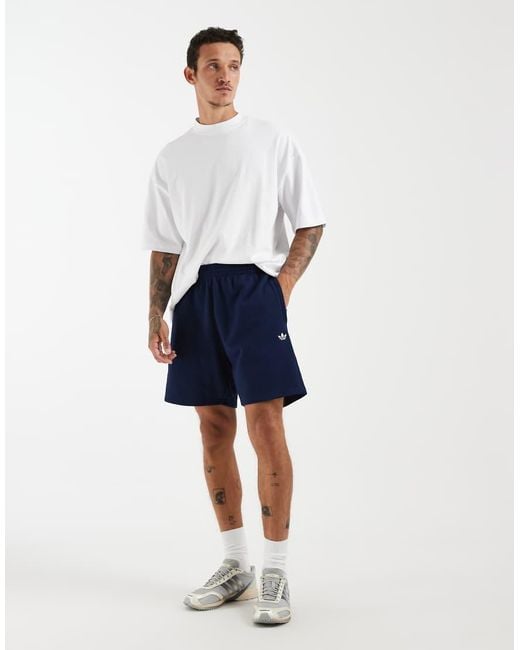 Adidas Originals White Trefoil Essentials Fleece Shorts for men
