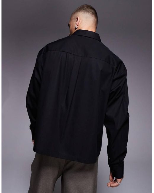 Camicia Squadrata Oversize Nera di ASOS in Gray da Uomo