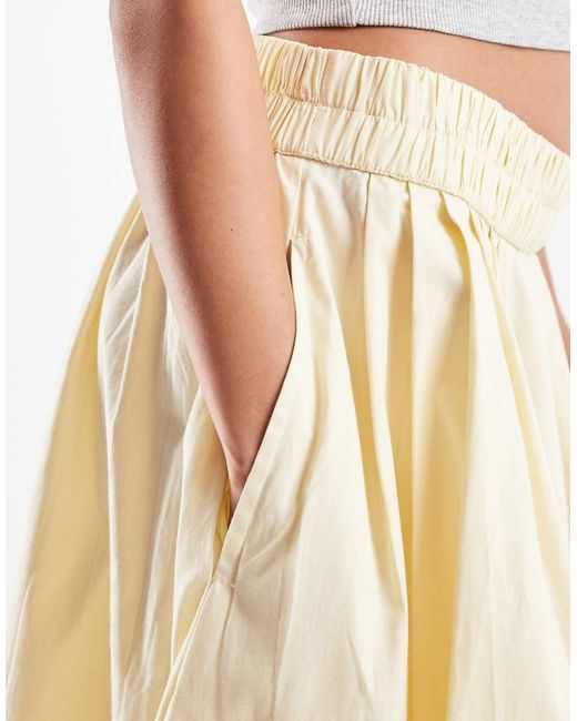 ASOS Natural Asos Design Petite Elasticated Waist Volume Midi Skirt