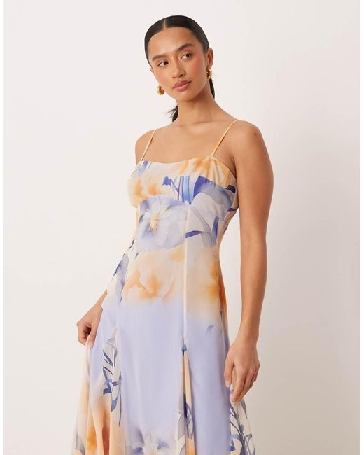 ASOS Pink Asos Design Petite Chiffon Strappy Maxi Dress With Deep Godets