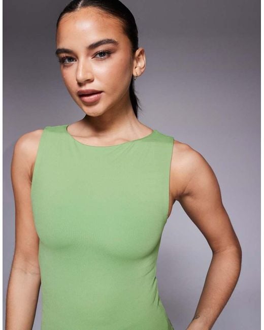 4505 Boat Neck Tank With Inner Bra in Green | Lyst UK
