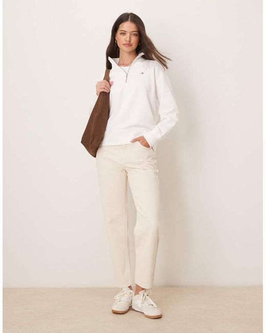 Gant Sweatshirt Met Schildlogo En Halve Rits in het White