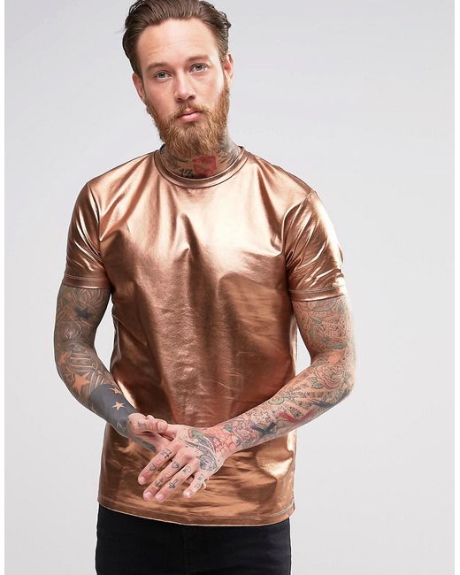 ASOS T-shirt In Metallic Bronze for men
