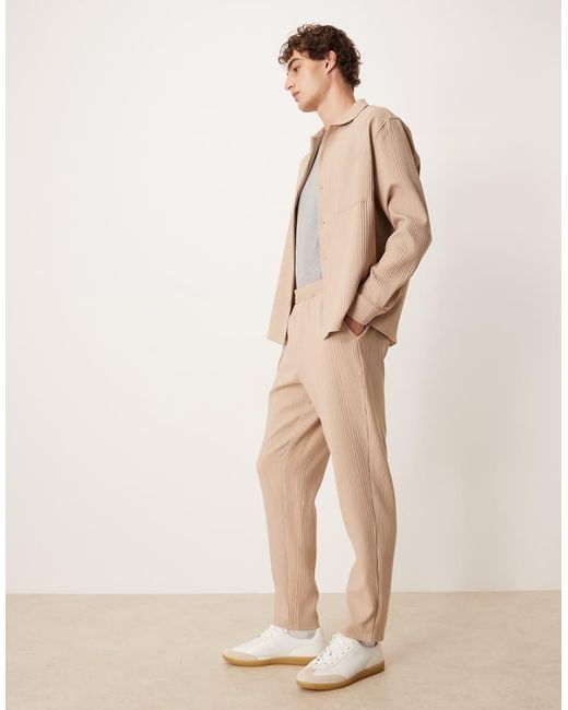 Pantalones Plisados De Corte Tapered De (Parte De Un Conjunto)-Neutro ASOS de hombre de color Natural