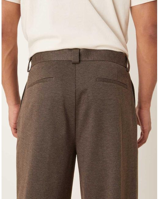 Pantalones De Vestir Marrones De Corte Tapered Extragrande Con Pinzas Y Estampado De Pata De Gallo Pequeño De -Gris ASOS de hombre de color Natural
