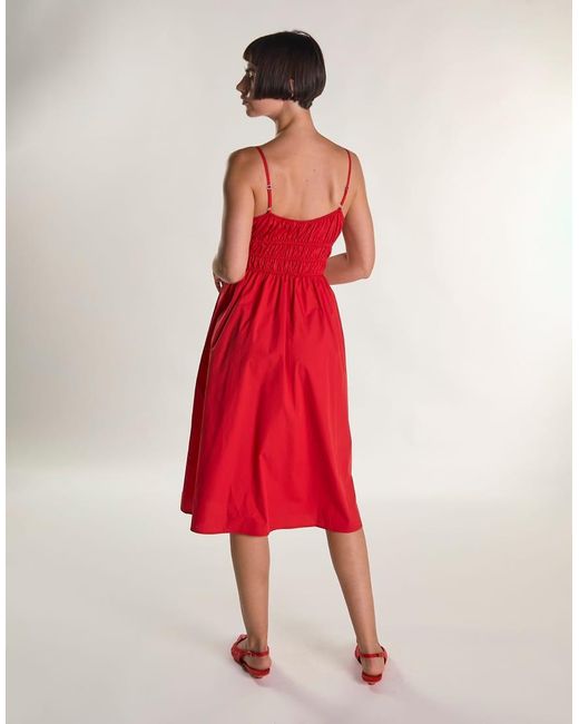 Glamorous Red Elastic Waist Midi Dress