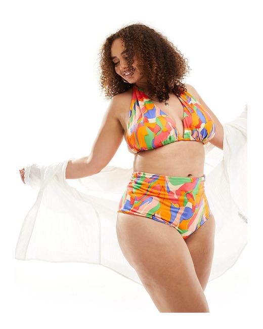 ASOS Orange Asos Design Curve Mix And Match High Waist Bikini Bottom