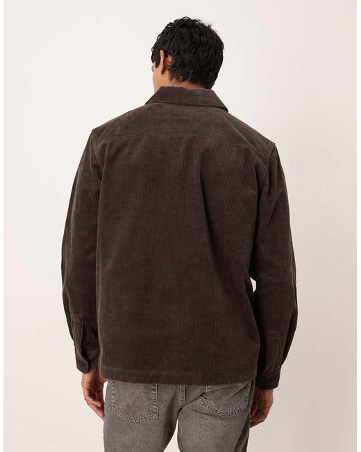 ARKET Brown Cord Oversized Zip Up Overshirt for men