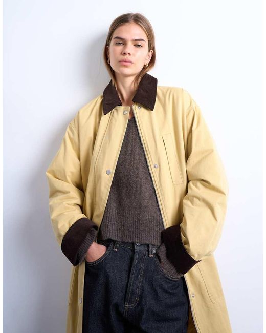 TOPSHOP White Contrast Collar Longline Shacket